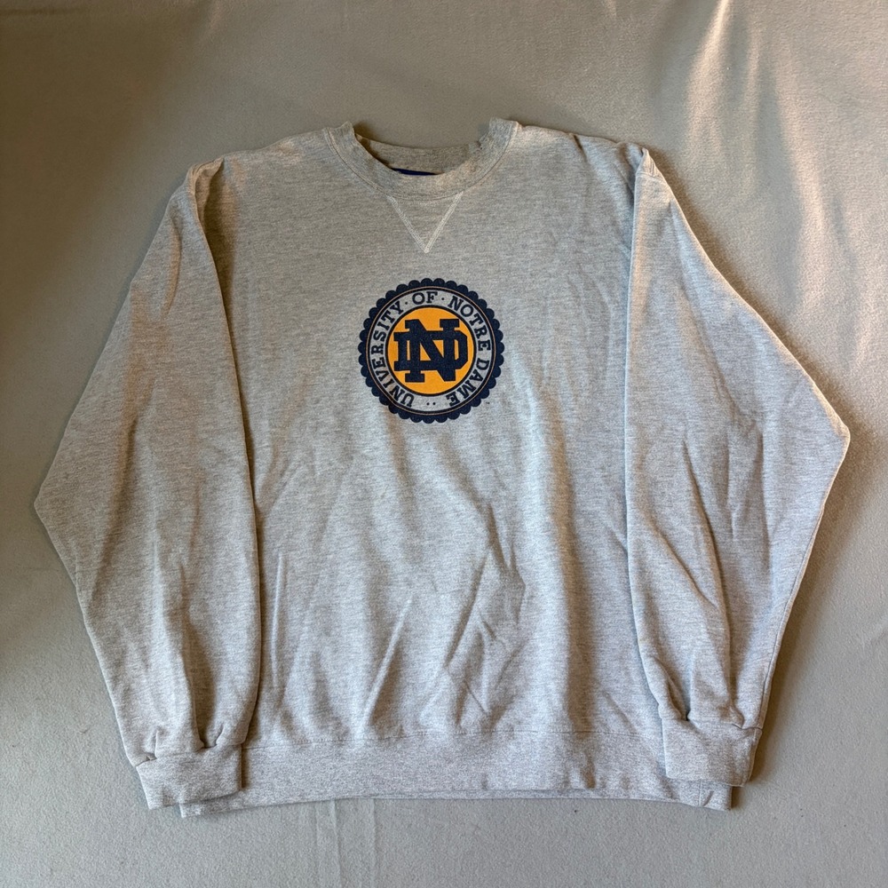 Champion Notre Dame Fighting Irish Sweatshirt Mens Gray Crewneck Fleece